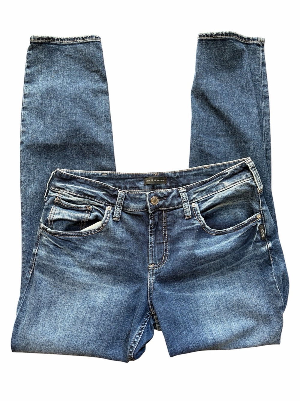 Silver Jeans Co Medium Wash Boyfriend Straight Leg Denim Classic Minimalist Y2K